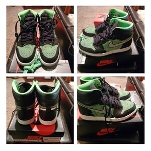 Jordans 1 High Black Green and White size 8